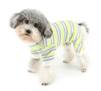 Zunea Pyjama à rayures pour chiens de petite taille, combinaison avec anneau pour laisse, vêtements de couchage doux et respirants pour animaux de compagnie, combinaison pour chihuahua, yorkshire,