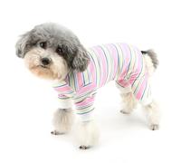Zunea Pyjama à rayures pour chiens de petite taille, combinaison tendance avec anneau pour laisse, vêtements de couchage doux et respirants pour animaux de compagnie, combinaison pour chihuahua,