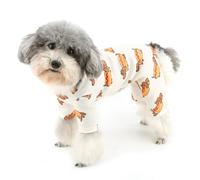 Zunea Pyjama pour chiens de petite taille - Vêtement de couchage à 4 pattes - Vêtement imprimé de hotdog mignon - Vêtement d'été doux et respirant pour animaux de compagnie - Vêtement de couchage pour