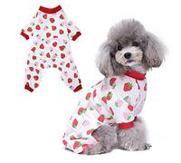 ZUNEA Pyjama pour Petit Chien Chiot Fille Pyjama Salopette Vêtements en Coton Doux pour Animal Domestique Chat Pyjama Tenue Pyjama Chihuahua Grenouillère Mignon Fraise Vêtements pour Chien Rouge L