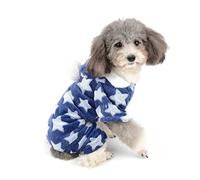 Zunea Pyjama pour Petit Chien Manteau d'hiver Chaud Sweats à Capuche pour Chiot Chat Polaire Combinaison Noël Halloween Vêtements pour Animal Domestique Chihuahua Chaton Bleu L
