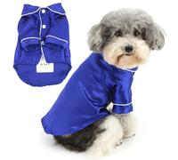 Zunea Pyjamas pour petits chiens Chemises pour chiens XS/S Doux Faux Soie Revers Chiot Vêtements de nuit Vêtements de nuit Deux pieds Pyjama intérieur Chemise Tenues Chihuahua Yorkie Animal de