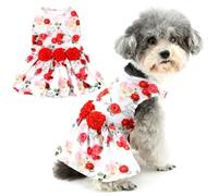 Zunea Robe de princesse pour chiens de très petite et petite taille - Robe de princesse à motifs roses mignons - Costume de Saint-Valentin - Tenue de vacances - Taille XS/S - Vêtements pour chihuahua