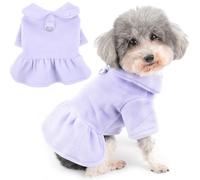Zunea Robe d'hiver pour chien de petite taille, robe de princesse douce et chaude avec anneau en D - Jupe pour temps froid - Robe pull pour animal domestique - Vêtements pour chihuahua, chien, violet,