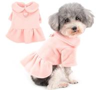 Zunea Robe d'hiver pour , chiot, chiot, fille, robe de princesse avec anneau en D, douce, chaude, pour temps froid, jupe pull mignonne pour animal de compagnie, vêtement pour chihuahua,