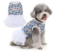 Zunea Robe tutu à motif floral pour chien avec anneau en D pour petits chiens, robe de princesse douce et respirante avec jupe en tulle pour chihuahua, yorkshire, vêtements pour promener une séance