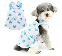Zunea Sweet Love Robe d'été pour chien de petite taille, robe de princesse avec anneau de laisse, douce et respirante, pull, vêtements pour animaux domestiques femelles, chihuahua, bleu, taille M