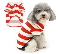 Zunea T-shirt d'été à rayures pour chiens de très petit/petite taille, vêtements basiques, doux et respirants pour animaux domestiques filles et garçons, pull, chihuahua, chien, yorkshire, rouge