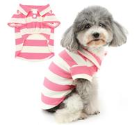 Zunea T-shirt d'été à rayures pour chiens de très petit/petite taille, vêtements basiques, doux et respirants pour animal domestique fille et garçon, pull, chihuahua, chien, yorkshire, rose, taille L