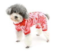 Zunea Valentine Pyjama pour chiens de très petite et petite taille - Vêtements de vacances - Costumes de vacances - Costumes de vacances - Tenues à motifs de cœur et d'amour - Vêtements pour animaux