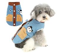 Zunea Veste en jean pour chien de petite taille - Veste d'hiver chaude doublée de polaire avec anneau en D - Doux pour temps froid - Vêtements pour animaux de compagnie pour chihuahua, yorkshire, bleu