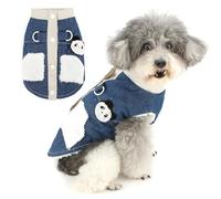 Zunea Veste en jean pour chien de petite taille, veste d'hiver chaude doublée de polaire avec anneau en D pour temps froid, vêtement mignon pour animal de compagnie pour chihuahua, yorkshire, bleu