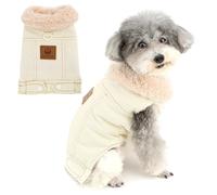 Zunea Veste en jean pour chien de petite, très petite taille - Veste d'hiver chaude doublée en polaire avec anneau en D - Vêtement tendance et doux pour temps froid - Pour chihuahua, yorkshire, crème
