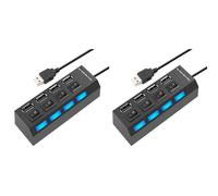 Zunedhys 2X 4 Ports USB Hub Séparateur USB 2.0 Hub LED avec 4 Interrupteurs Marche/Arrêt pour Tablette Ordinateur Portable Ordinateur Portable