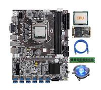 Zunedhys B75 12Card BTC Mining Carte Mère+G530/G1630 CPU+Ventilateur+8G DDR3 RAM+128G SSD+RJ45 Câble Réseau 12USB3.0 LGA1155 DDR3 MSATA