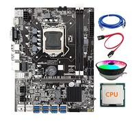 Zunedhys B75 BTC Carte mère LGA1155 8XPCIE USB Support Double DDR3 Câble + CPU aléatoire + Câble réseau RJ45 + Ventilateur de refroidissement ETH