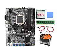 Zunedhys B75 BTC Mining Carte mère LGA1155 8XPCIE USB3.0 G1610 CPU+câble + Pad thermique + ventilateur de refroidissement + DDR3 4 Go 1600 MHz RAM Miner