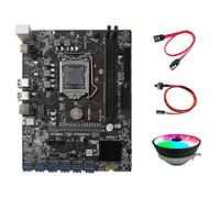 Zunedhys BTC B250C Carte mère d'exploitation minière avec ventilateur CPU RVB+câble de commutation+câble 12 PCIE vers USB3.0 GPU Slot LGA1151 Support DDR4