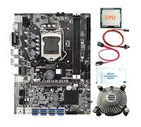 Zunedhys Carte mère B75 BTC Mining avec processeur aléatoire + ventilateur + graisse thermique + câble de commutation 8 emplacements USB 3.0 LGA1155 DDR3 RAM SATA3.0