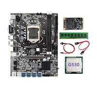 Zunedhys Carte mère B75 BTC Mining + Processeur G530 + Câble + Câble Switch + MSATA SSD 128 Go + DDR3 4 Go 1600 MHz RAM LGA1155 8XPCIE USB