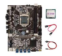 Zunedhys Carte mère B75 BTC Mining + Processeur I3 2100 + Câble + Câble Switch LGA1155 8XPCIE USB B75 Carte mère USB BTC