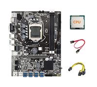 Zunedhys Carte mère B75 ETH Mining 8XPCIE Adaptateur USB + CPU + câble 6 broches vers double 8 broches + câble LGA1155 B75