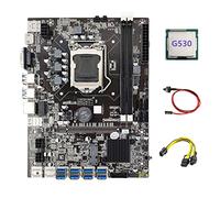 Zunedhys Carte mère B75 ETH Mining 8XPCIE vers USB + G530 CPU + câble 6 broches vers double 8 broches + câble de commutation LGA1155 B75