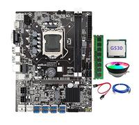Zunedhys Carte mère B75 ETH Mining 8XPCIE vers USB LGA1155 DDR3 4 Go 1600 MHz + ventilateur de refroidissement + câble réseau RJ45 + processeur G530 BTC