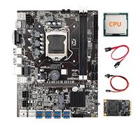 Zunedhys Carte mère B75 ETH Mining + CPU + SSD MSATA 128G + câble + câble de commutation LGA1155 8XPCIE vers USB B75 BTC