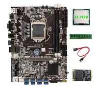 Zunedhys Carte mère B75 USB BTC Mining + CPU I3 2120 + DDR3 4 Go RAM 1600 MHz + SSD MSATA 128 Go + câble LGA1155 8XPCIE vers carte USB