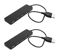 Zunedhys Lot de 2 concentrateurs USB 2.0 ultra fins à 4 ports Noir