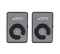 Zunedhys Lot de 2 mini lecteurs MP3 USB avec clip miroir pour carte SD TF 8 Go Noir