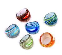 Zunedhys Lot de 6 anneaux en verre 17-19 mm Multicolore, 17-19mm, Verre