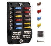 Zunedhys Panneau de fusibles 12 V 12 voies avec terre et boîte à fusibles 12 volts pour voiture, bateau, camping-car RZR