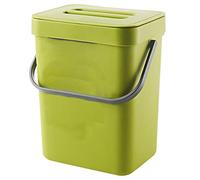 Zunedhys Poubelle verte avec couvercle - Corbeille à déchets en plastique pour salle de bain/bureau, poubelle à compost pour cuisine, petite poubelle pour chambre à coucher - 2 l