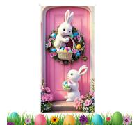 Zunetsutock Bannière de Pâques joyeuses - 90 x 180 cm imperméable mignon lapin de Pâques, panneaux de porte pour la porte d'entrée en extérieur, pour l'intérieur et l'extérieur, la maison, le bureau