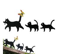 Zunetsutock Cat Metal Decorative Garden Stakes, Cat Garden Stakes - Jolie décoration de jardin de chats en métal - Décorations de jardin, ensemble de 3 statues de pelouse Art de jardin