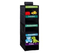 Zunetsutock Five Tier Clothing Organizer - Weekly Kids Closet Storage Bag | Five Shelf Wardrobe Storage, Hanging Organizer | Clothes Holder for Children kids Teen Girls Boys School Dorm Home