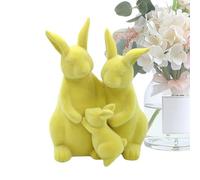 Zunetsutock Flocked Bunny Decor,Cute Bunny Family Easter Figurines,Flocking Rabbit Party Table Centerpiece | for Spring Indoor Home Dining Table Desk Mantel Shelf Entrance Party Farmhouse