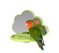 Zunetsutock Jouet d'enrichissement de miroir pour oiseaux - Miroir décoratif pour perchoirs, perroquets, calopsittes et perruches | Support de tasse attrayant pour entraîneur visuel Divertissement