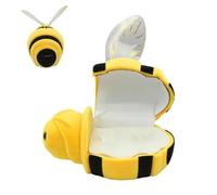 Zunetsutock Plush Bee Ring Box - Cute Small Bee Shaped Flocked | Trinket Storage Earring Holder for Proposal, Engagement, Bedroom Vanity, Dresser, Bathroom, Office, Travel