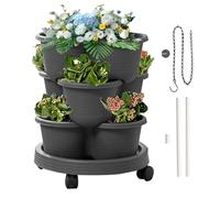 Zunetsutock Tour pour verticales | Jardinière de jardin | Tour à 3 niveaux avec roues amovibles pour fleurs, légumes, fraises pour cuisine, balcon, jardin intérieur