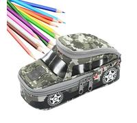 Zunetsutock Trousse à crayons en forme de camouflage - En forme de voiture avec grande capacité - Multi-usage - Papier à lettre portable pour marqueurs, gommes, crayons de couleur, gris, Voir
