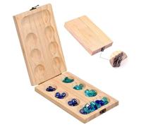 ZUNIPLEX Kalaha, Jeu de Pierres en Bois, Mancala, Jeu de Pierres précieuses pour Enfants,Plateau en Bois Pliable