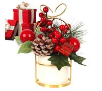 Zunishaone Arrangement pour cônes de pin artificiels - Tablette de Noël - Ornement avec baies - Idéal pour table à la maison, manteau, salon, décoration de Noël, fête saisonnière festive, décoration