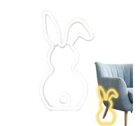 Zunishaone Bunny Neon Lights - 28x14cm ABS LED Cartoon Rabbit Desk Lamp Tail Shape Glow Decorative Accent Spring Holiday Energy Saving Display | for Easter Bedroom Nursery Party Gift