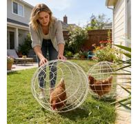Zunishaone Cage de Balle de Poulet, Boules de Poulet - Cage de Ronde roulable - Coopérative de volaille à sécurité Mobile Une boîte de Poussin à Pied à Pied pour Lapins, arrière-Cour et Animal