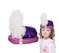 Zunishaone Chapeau de costume Prince - Turban Sultan cultivant avec élégant détail plumes et perles, chapeau de théâtre et oriental