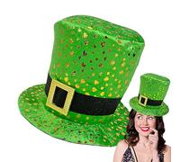 Zunishaone Chapeau de lutin de lutin, chapeaux de la Saint-Patrick | Chapeau haut vert pour la Saint-Patrick | Chapeau de lutin élégant pour la Saint-Patrick avec trèfle,