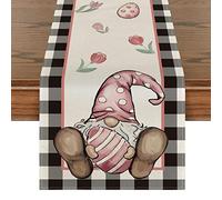 Zunishaone Chemins de Table Joyeuses Pâques, Chemin de Table décorations de Pâques | Couverture de en Forme d'œuf de Lapin Mignon de 72 Pouces,Décoration de Table à Manger en Lin Long